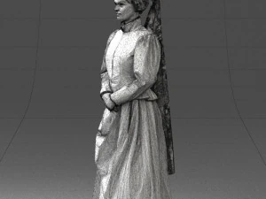 000514 Victorian Woman in Red Dress Historical Female Character 3d print ready 3D Print Model
