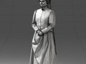 000514 Victorian Woman in Red Dress Historical Female Character 3d print ready 3D Print Model