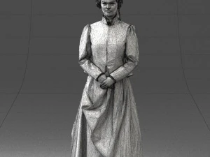 000514 Victorian Woman in Red Dress Historical Female Character 3d print ready 3D Print Model
