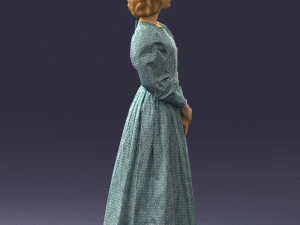 000517 Victorian Woman in Blue Dress Historical Female Character 3D Model