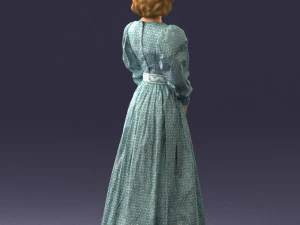 000517 Victorian Woman in Blue Dress Historical Female Character 3D Model