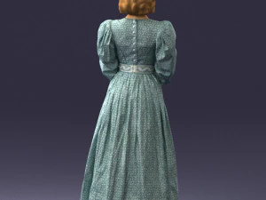000517 Victorian Woman in Blue Dress Historical Female Character 3D Model