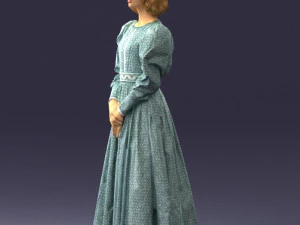 000517 Victorian Woman in Blue Dress Historical Female Character 3D Model