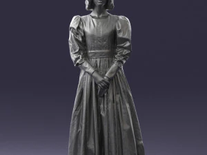 000517 Victorian Woman in Blue Dress Historical Female Character 3D Model