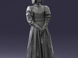 000517 Victorian Woman in Blue Dress Historical Female Character 3D Model