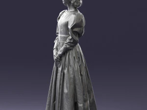 000517 Victorian Woman in Blue Dress Historical Female Character 3D Model