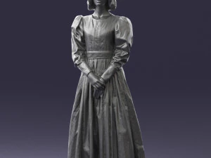 000517 Victorian Woman in Blue Dress Historical Female Character 3D Model