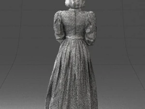 000517 Victorian Woman in Blue Dress Historical Female Character 3D Model