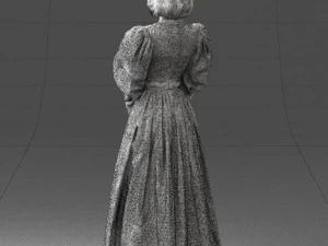 000517 Victorian Woman in Blue Dress Historical Female Character 3D Model