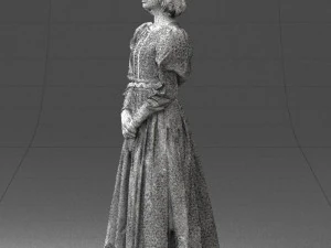 000517 Victorian Woman in Blue Dress Historical Female Character 3D Model