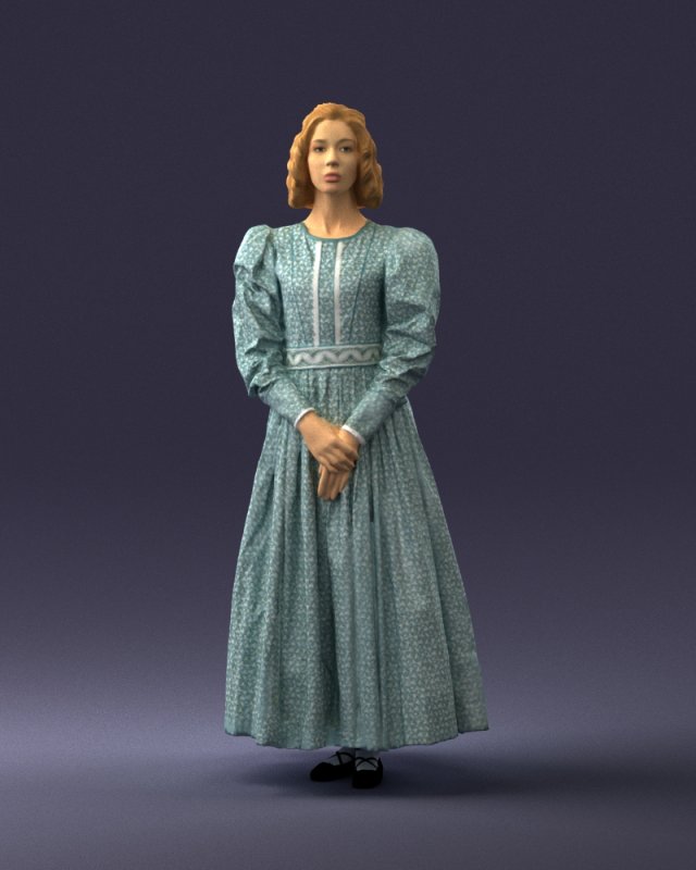 woman in gray dress 0181 3d print ready 3D Baskı Modeli .c4d .max .obj .3ds .fbx .stl .blend 