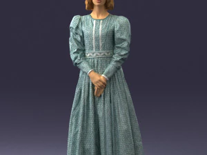 000517 Victorian Woman in Blue Dress Historical Female Character 3d print ready 3D Print Model
