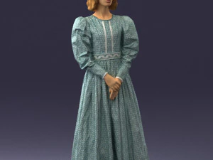 000517 Victorian Woman in Blue Dress Historical Female Character 3d print ready 3D Print Model