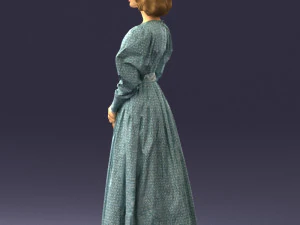000517 Victorian Woman in Blue Dress Historical Female Character 3d print ready 3D Print Model