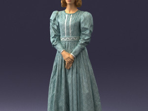 woman in gray dress 0181 3d print ready 3D Baskı Modeli
