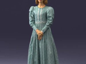 000517 Victorian Woman in Blue Dress Historical Female Character 3d print ready 3D Print Model