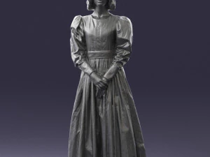 000517 Victorian Woman in Blue Dress Historical Female Character 3d print ready 3D Print Model