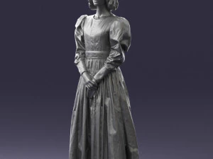 000517 Victorian Woman in Blue Dress Historical Female Character 3d print ready 3D Print Model