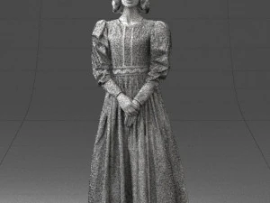 000517 Victorian Woman in Blue Dress Historical Female Character 3d print ready 3D Print Model