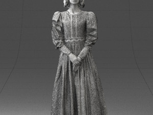 woman in gray dress 0181 3d print ready 3D Baskı Modeli