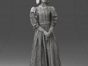 000517 Victorian Woman in Blue Dress Historical Female Character 3d print ready 3D Print Model