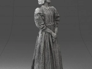 000517 Victorian Woman in Blue Dress Historical Female Character 3d print ready 3D Print Model