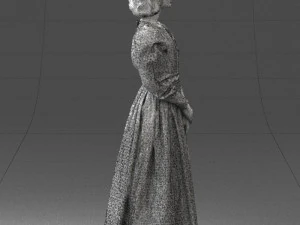 000517 Victorian Woman in Blue Dress Historical Female Character 3d print ready 3D Print Model