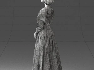 000517 Victorian Woman in Blue Dress Historical Female Character 3d print ready 3D Print Model