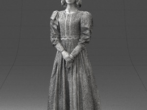 woman in gray dress 0181 3d print ready 3D Baskı Modeli