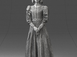 woman in gray dress 0181 3d print ready 3D Baskı Modeli