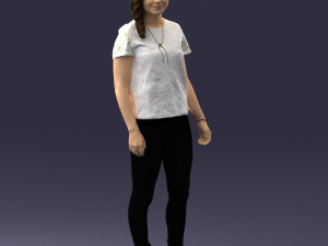 girl in white t-shirt 0186 Model 3D