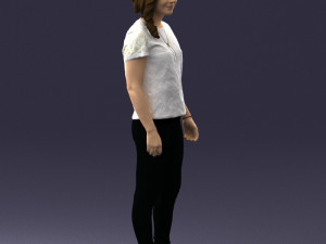 girl in white t-shirt 0186 Model 3D