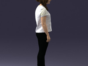 girl in white t-shirt 0186 Model 3D