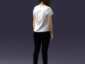 girl in white t-shirt 0186 Model 3D
