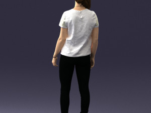 girl in white t-shirt 0186 Model 3D