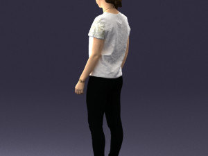 girl in white t-shirt 0186 Model 3D