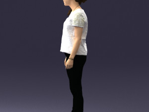 girl in white t-shirt 0186 Model 3D