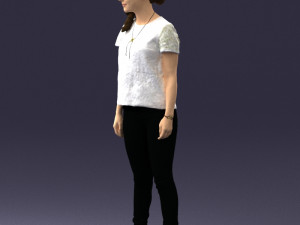 girl in white t-shirt 0186 Model 3D