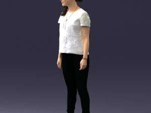 000522 Casual Young Woman Standing Modern Female Character 3D Model