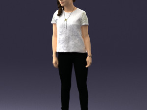 girl in white t-shirt 0186 Model 3D
