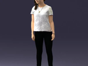 000522 Casual Young Woman Standing Modern Female Character 3D Model