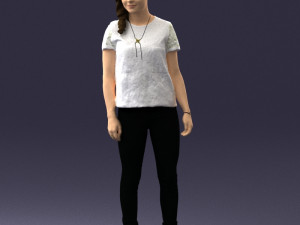 girl in white t-shirt 0186 Model 3D