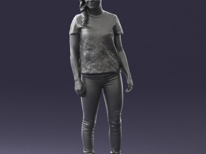 girl in white t-shirt 0186 Model 3D