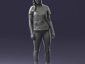 000522 Casual Young Woman Standing Modern Female Character 3D Model