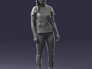 girl in white t-shirt 0186 Model 3D