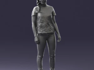 000522 Casual Young Woman Standing Modern Female Character 3D Model