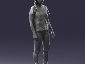 girl in white t-shirt 0186 Model 3D