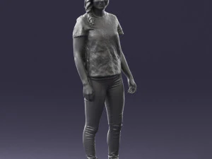 000522 Casual Young Woman Standing Modern Female Character 3D Model