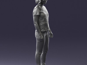 girl in white t-shirt 0186 Model 3D