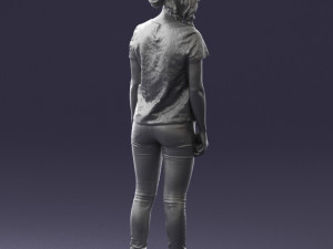 girl in white t-shirt 0186 Model 3D